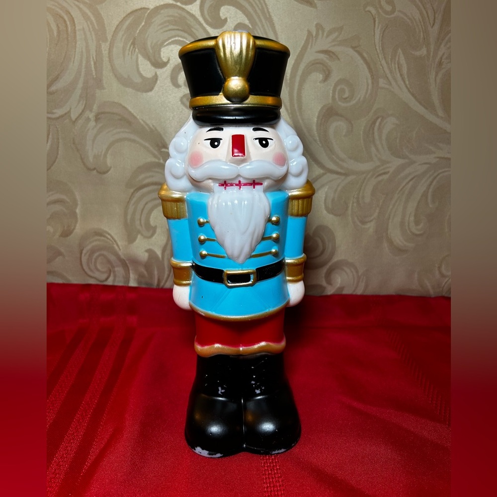 NWOT Holiday Time Nutcracker Tabletop Blowmold 11” Blue, Gold, Red, Black, White